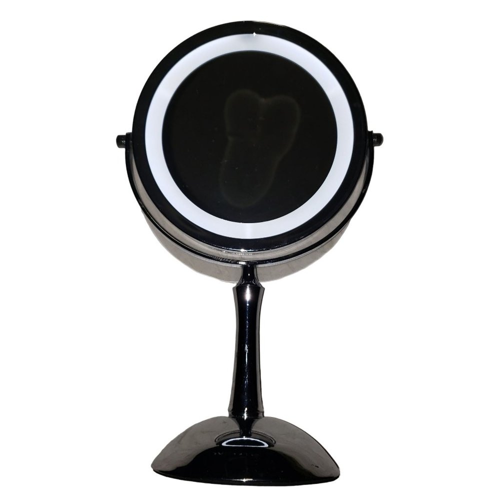 Ovente 7" Dual Sided LED Lighted Mirror 8x Magnifier SilverNickel Brushed Beauty